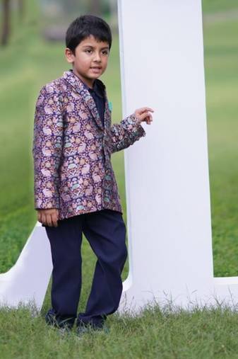 Blue cotton silk plain MIDNIGHT BLUE PANT