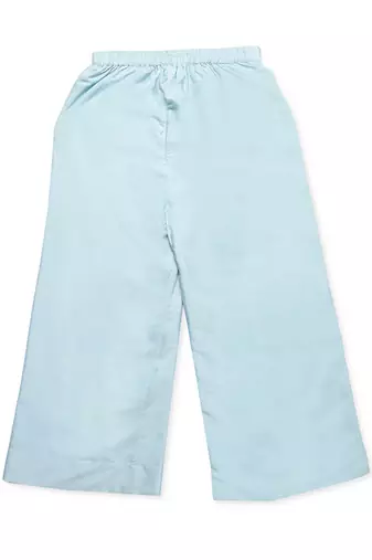 Blue cotton silk plain PALE BLUE PLAZZO PANT