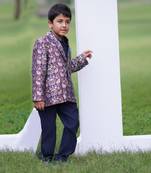 Blue Brocade printed LIVELY FOREST TUXEDO