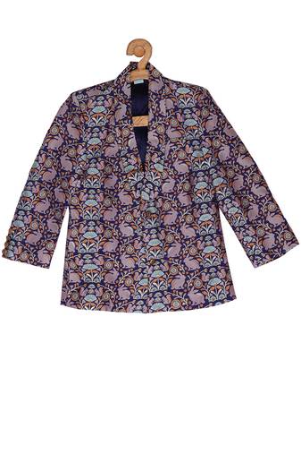 Blue Brocade printed LIVELY FOREST TUXEDO