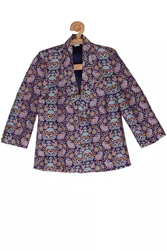 Blue Brocade printed LIVELY FOREST TUXEDO