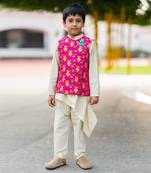 Pink Brocade printed OWL BANDI