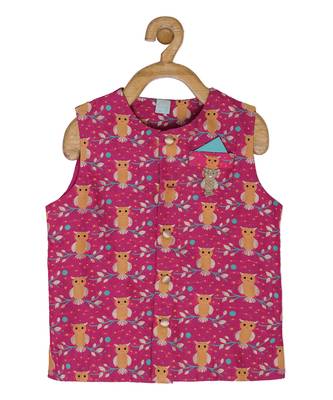 Pink Brocade printed OWL BANDI 3
