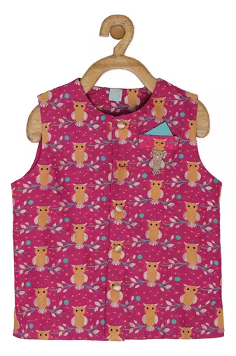 Pink Brocade printed OWL BANDI