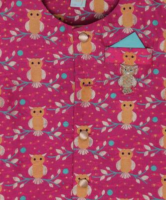 Pink Brocade printed OWL BANDI 4