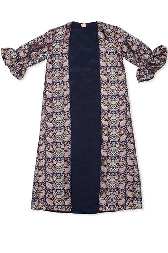 Blue Brocade printed HAPPY WILDERNESS SHRUG