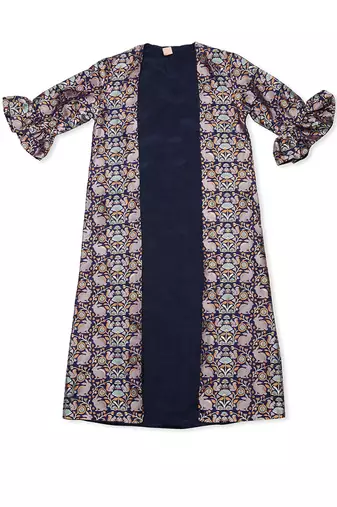 Blue Brocade printed HAPPY WILDERNESS SHRUG