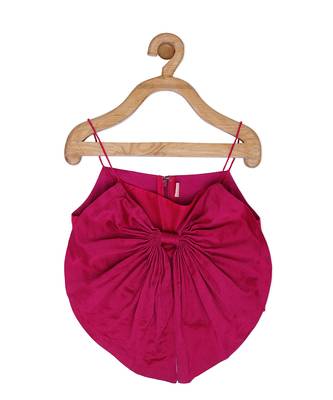 Pink Chanderi plain BOW-TIE TOP 1