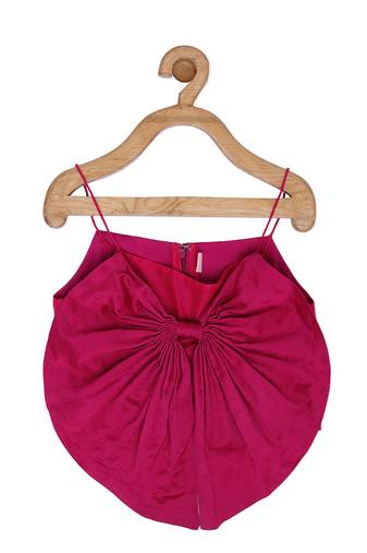 Pink Chanderi plain BOW-TIE TOP