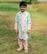 Green Tussar embroidered ELEPHANT JUNGLE JACKET