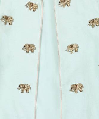 Green Tussar embroidered ELEPHANT JUNGLE JACKET 5