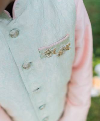 Green Silk embroidered FLYING FISH BANDI 3