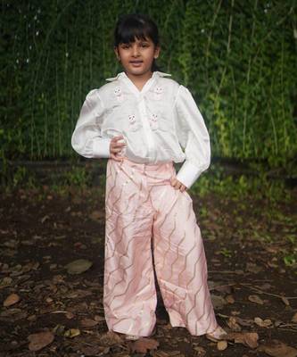 peach Silk printed ZIGZAG PANT 1