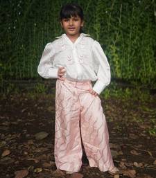 peach Silk printed ZIGZAG PANT