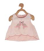 pink Tussar embroidered FLAMINGO CROP TOP