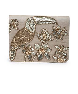 Sequin toucan gold clutch 2