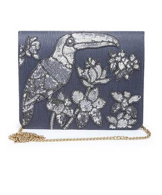 Sequin Toucan grey clutch 1