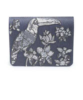 Sequin Toucan grey clutch 2