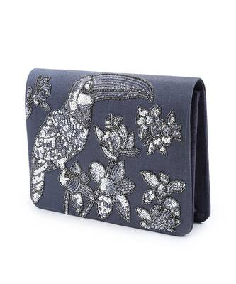 Sequin Toucan grey clutch 3