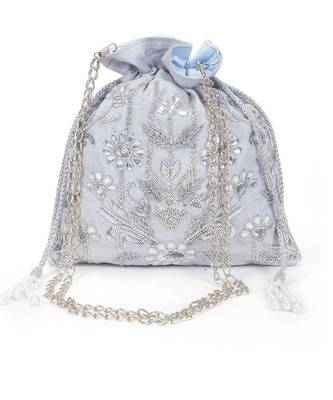 Silver Zardosi potli 1