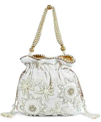 White pearly potli bag 1