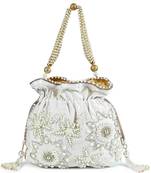 White pearly potli bag