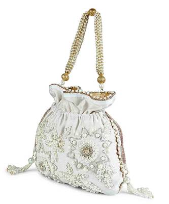 White pearly potli bag 2