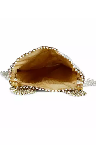 White pearly potli bag