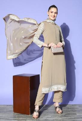 Beige chikankari georgette salwar 1