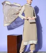 Beige chikankari georgette salwar