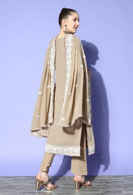 Beige chikankari georgette salwar 2