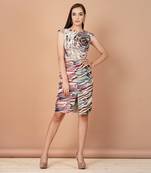 Multicolor Hand Painted Silk Structured Shoulder Top Style Co-Ord Set