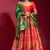 Red woven silk semi stitched lehenga