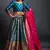 Blue woven silk semi stitched lehenga