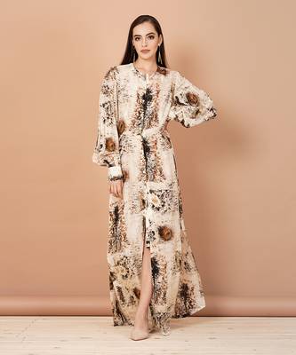 Beige,Brown And Gold Long Tunic 1