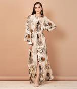 Beige,Brown And Gold Long Tunic