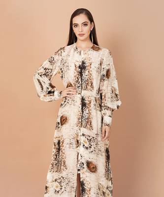 Beige,Brown And Gold Long Tunic 4