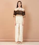 Beige And Gold Shirt And Pants Set