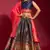 Navy-blue woven silk semi stitched lehenga