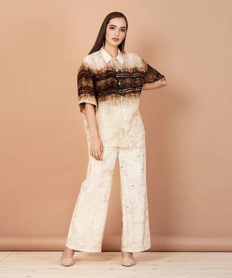 Beige And Gold Shirt And Pants Set 4