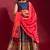 Navy-blue woven silk semi stitched lehenga