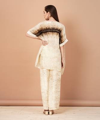 Beige,Brown And Gold Tunic And Pants Set 3