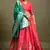 Red woven silk semi stitched lehenga