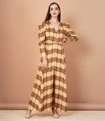 Gold And Shades Of Brown Long Tunic Dress