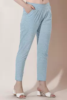 Grey White Floral Jaipuri Printed Cotton Tunic With Pant