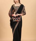 Vichitra Silk Embroidered Sarees With Blouse Piece