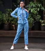 Azure Blue Ruffle Shirt