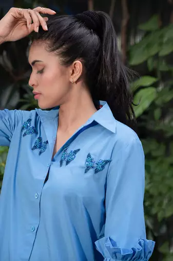 Azure Blue Shirt Dress