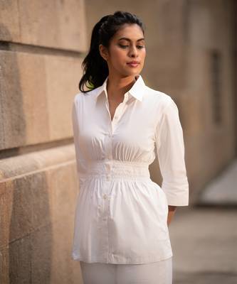 White Shirt With Elasticated Waist 3