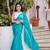 Sky Blue Color Chiffon Silk ( Zari Lining ) With Printed & Pearl lace border Saree With UnStitched Blouse